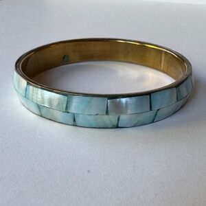 Blue Shell Mosaic Bangle, Vintage Bracelet